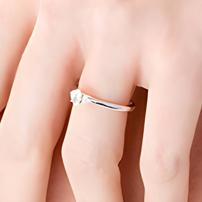 0.38 CT. TW Oval Diamond Tri-Sides Engagement Ring in 10K White Gold