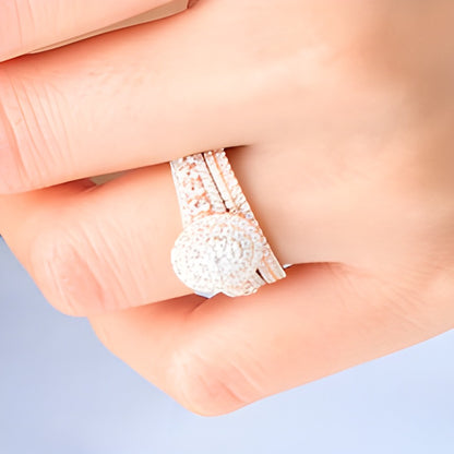 1.5 CT. TW Composite Diamond Double Oval Frame Multi-Row Bridal Set in 10K Rose Gold