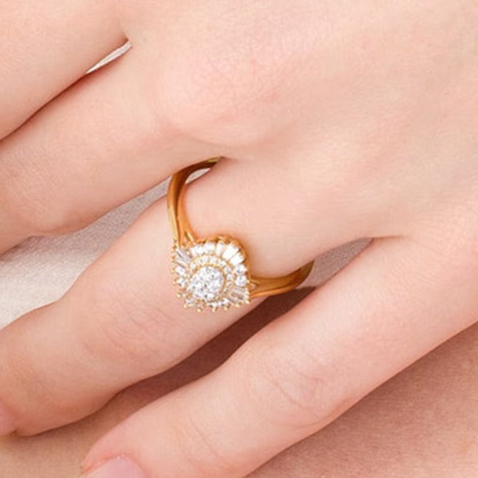0.5 CT. TW Composite Diamond Double Starburst Frame Engagement Ring in 10K Gold