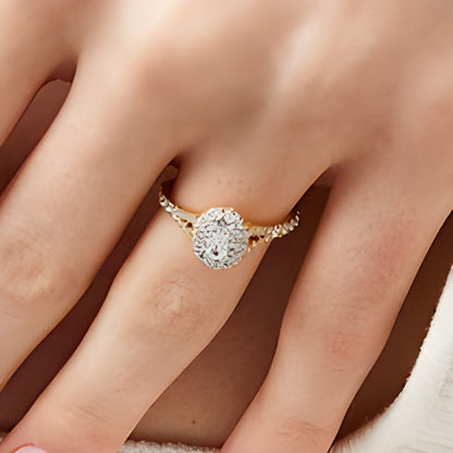 0.75 CT. TW Oval Multi-Diamond Split Shank Engagement Ring in 10K Gold