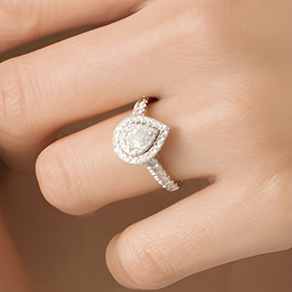 1.0 CT. TW Pear-Shaped Diamond Double Frame Engagement Ring in 14K White Gold