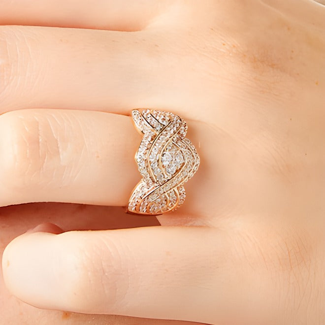 1.0 CT. TW Quad Diamond Edge Infinity Braid Ring in 10K Rose Gold
