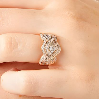 1.0 CT. TW Quad Diamond Edge Infinity Braid Ring in 10K Rose Gold