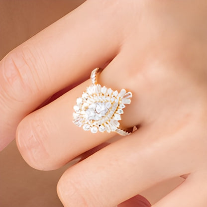 1.5 CT. TW Composite Diamond Teardrop Starburst Frame Ring in 14K Gold
