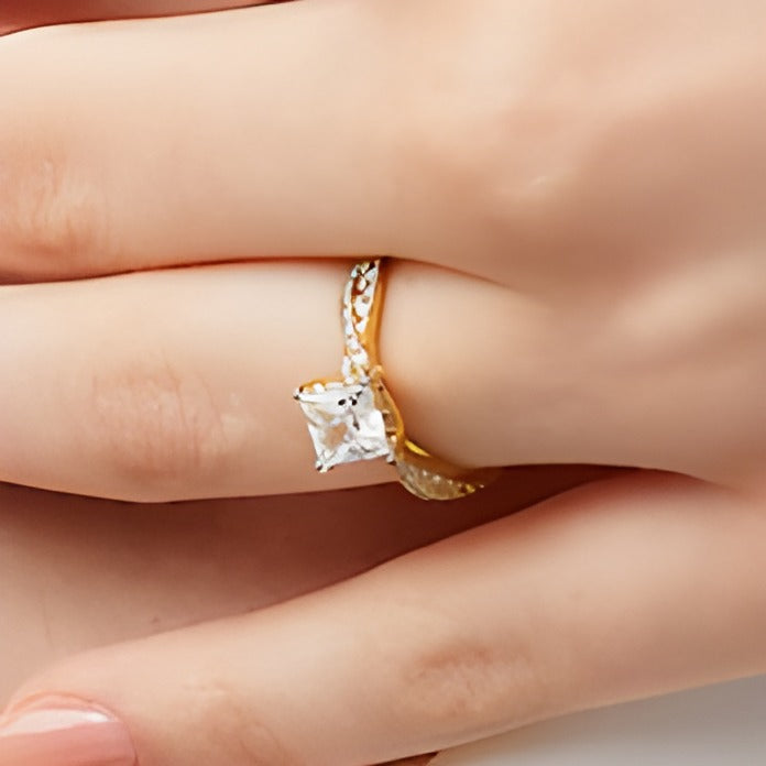 1.38 CT. TW Princess-Cut Lab-Grown Diamond Twist Shank Engagement Ring in 14K Gold (I/SI2)