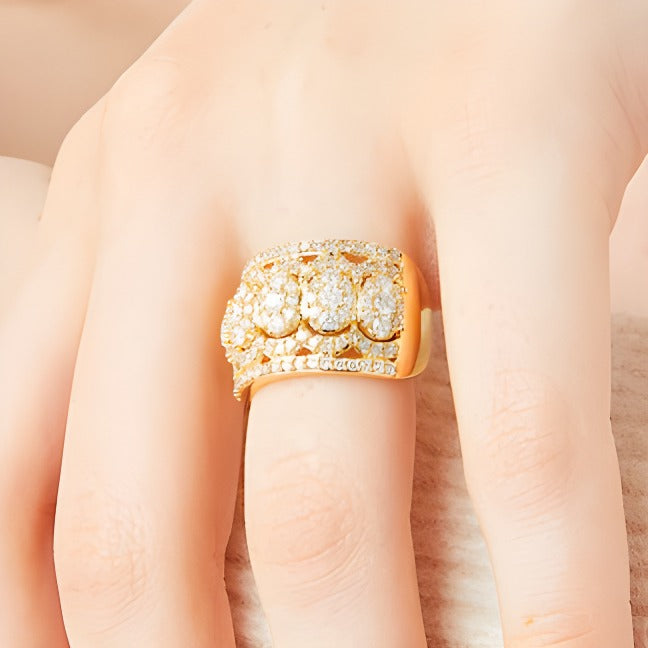 1.5 CT. TW Oval Multi-Diamond Edge Wide Band in 10K Gold
