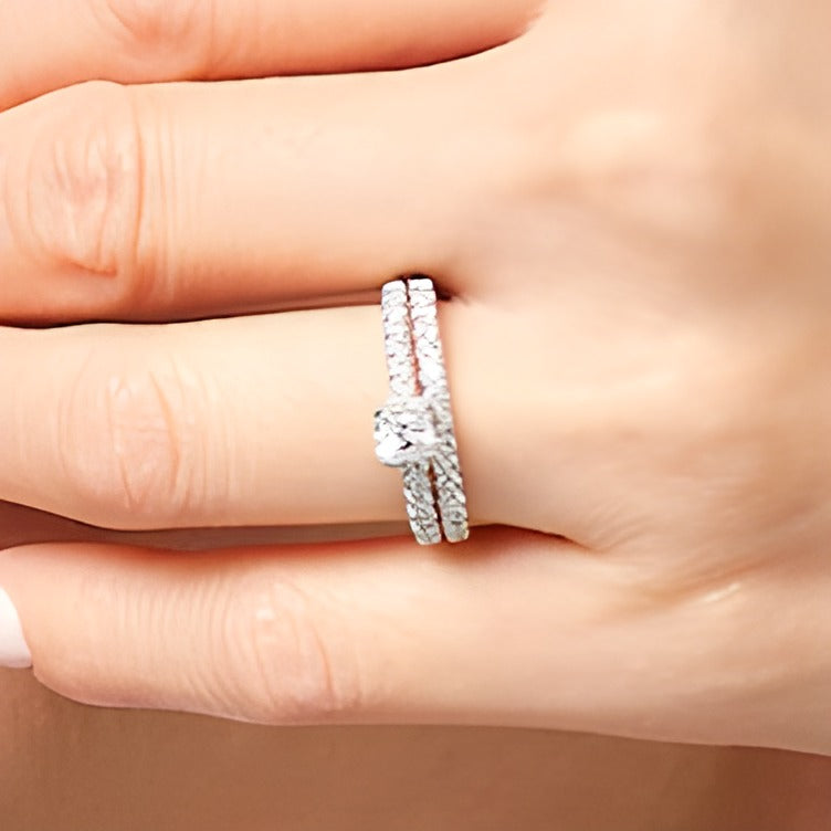1.0 CT. TW Princess-Cut Diamond Hidden Frame Bridal Set in 14K White Gold (I/I2)
