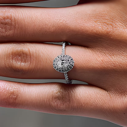 0.5 CT. TW Oval Lab-Grown Diamond Double Frame Promise Ring in 10K White Gold (F/SI2)