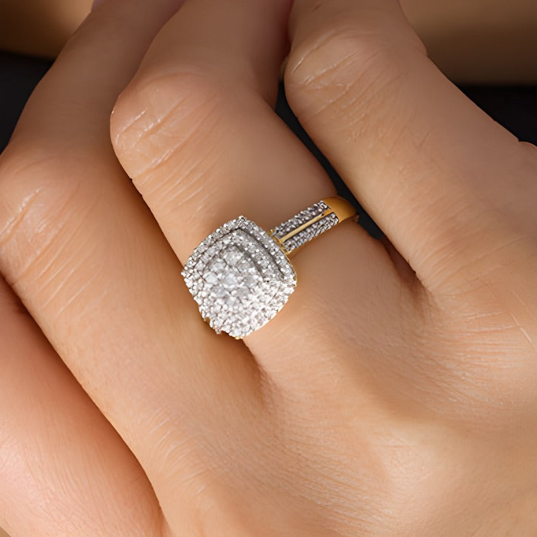 0.38 CT. TW Diamond Double Cushion Frame Ring in 10K Gold