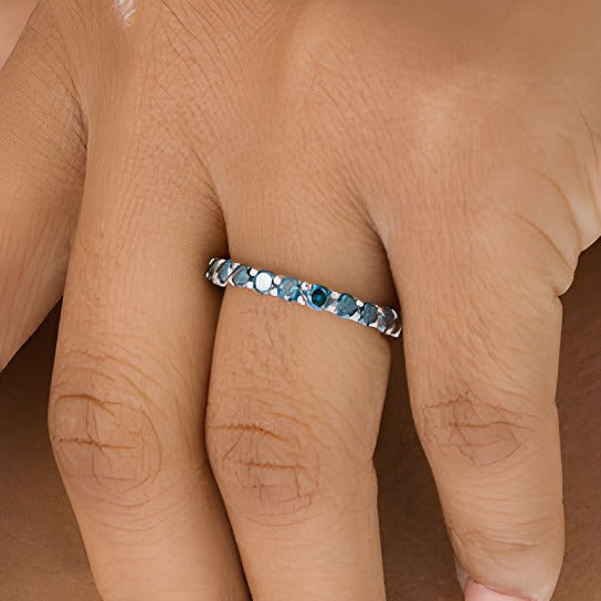 1.0 CT. TW Enhanced Blue Diamond Anniversary Band in 14K White Gold