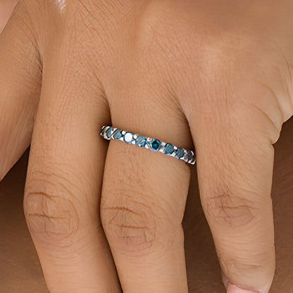 1.0 CT. TW Enhanced Blue Diamond Anniversary Band in 14K White Gold