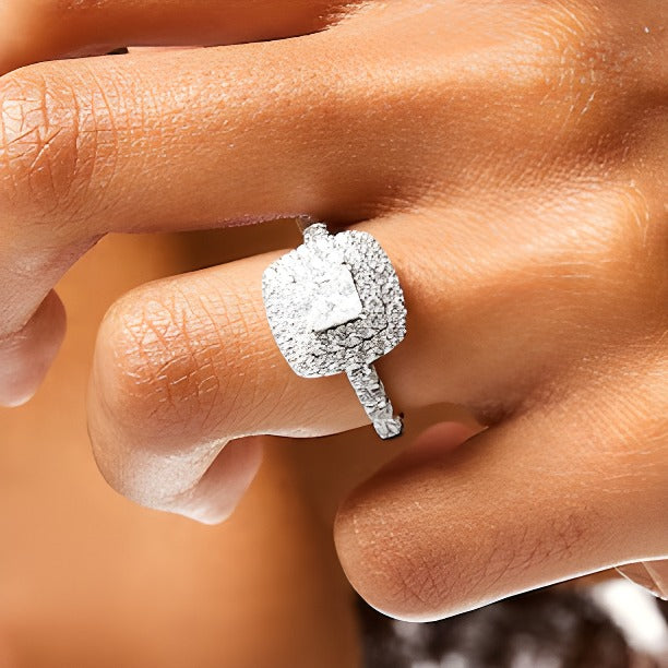 1.75 CT. TW Princess-Cut Lab-Grown Diamond Double Frame Engagement Ring in 14K White Gold (F/VS2)