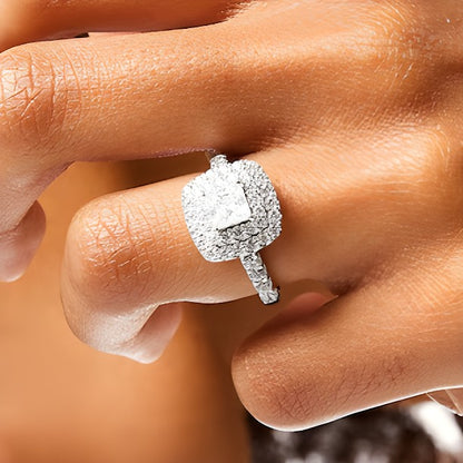 1.75 CT. TW Princess-Cut Lab-Grown Diamond Double Frame Engagement Ring in 14K White Gold (F/VS2)