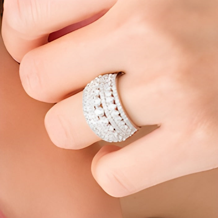 2.0 CT. TW Diamond Multi-Row Domed Ring in 10K White Gold