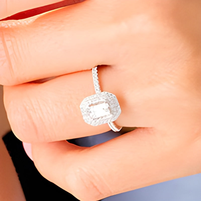 0.75 CT. TW Emerald-Cut Diamond Double Octagonal Frame Engagement Ring in 14K White Gold
