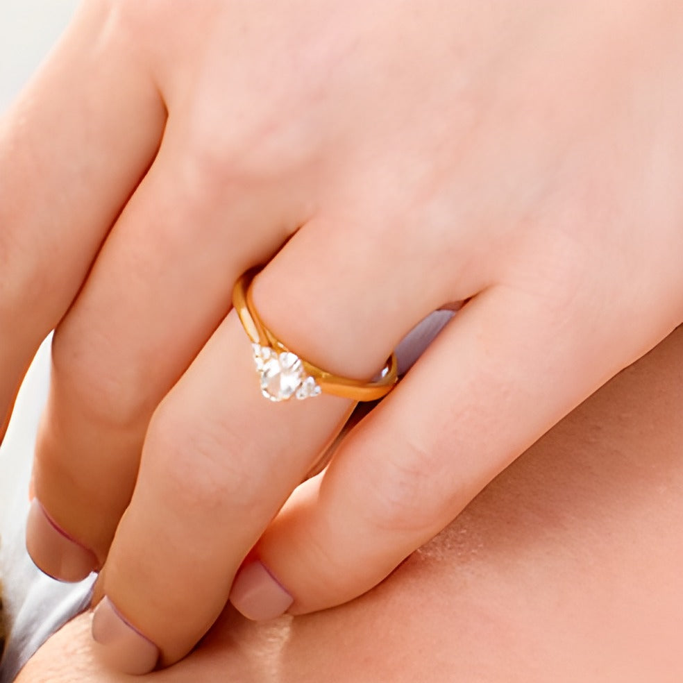 0.63 CT. TW Oval Diamond Tri-Sides Engagement Ring in 14K Gold