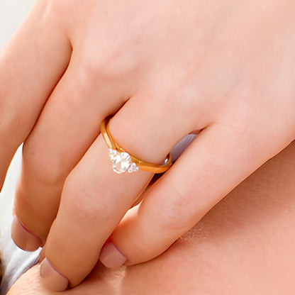 0.63 CT. TW Oval Diamond Tri-Sides Engagement Ring in 14K Gold