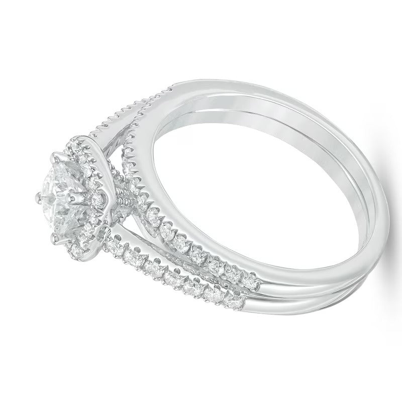 1.0 CT. TW Princess-Cut Diamond Frame Bridal Set in 14K White Gold