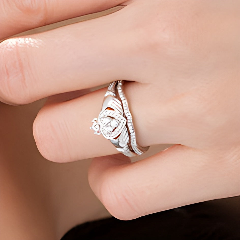 0.25 CT. TW Composite Diamond Claddagh Bridal Set in 10K White Gold