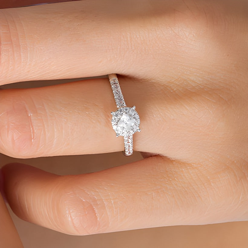 0.5 CT. TW Princess-Cut Diamond Tilted Frame Engagement Ring in 10K White Gold