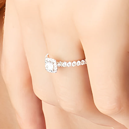 0.75 CT. TW Diamond Cushion-Shaped Frame Engagement Ring in 14K White Gold