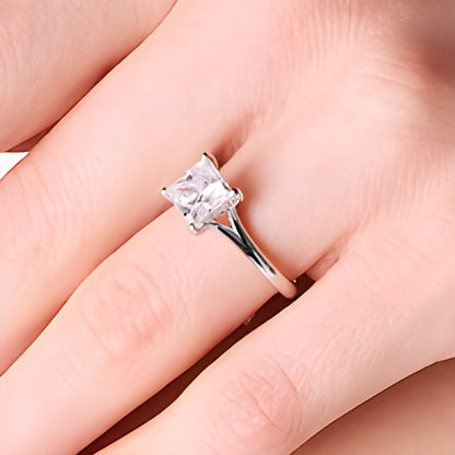 2.0 CT. TW Princess-Cut Lab-Grown Diamond Solitaire Split Shank Engagement Ring in 14K White Gold (F/VS2)