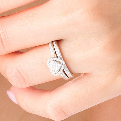 0.5 CT. TW Composite Diamond Heart-Shaped Frame Bridal Set in 10K White Gold