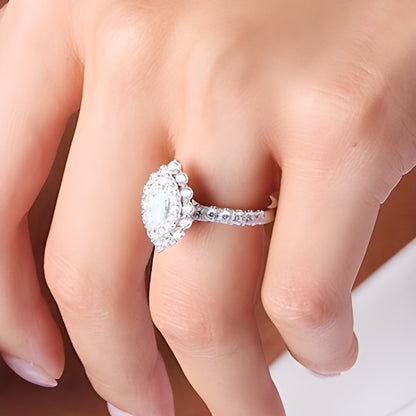 1.5 CT. TW Marquise-Cut Diamond Double Scallop Frame Engagement Ring in 14K White Gold