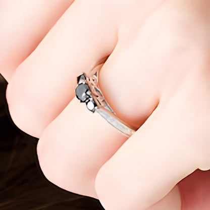 0.5 CT. TW Enhanced Black and White Diamond Three Stone Engagement Ring in Sterling Silver
