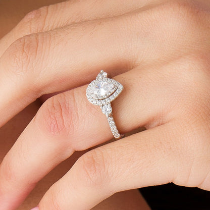 1.17 CT. TW Pear-Shaped Diamond Frame Past Present FutureÂ® Engagement Ring in 14K White Gold (I/I2)