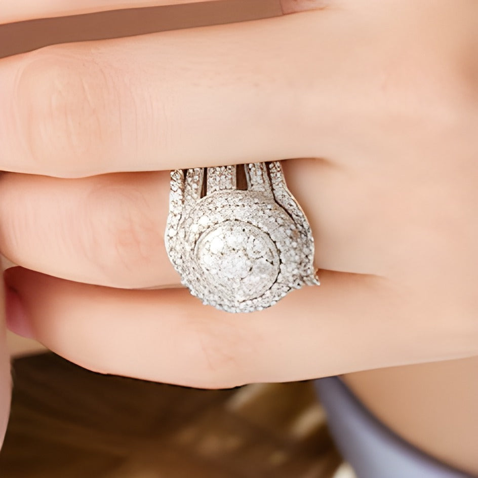 2.25 CT. TW Composite Diamond Multi-Row Vintage-Style Three Piece Bridal Set in 10K White Gold