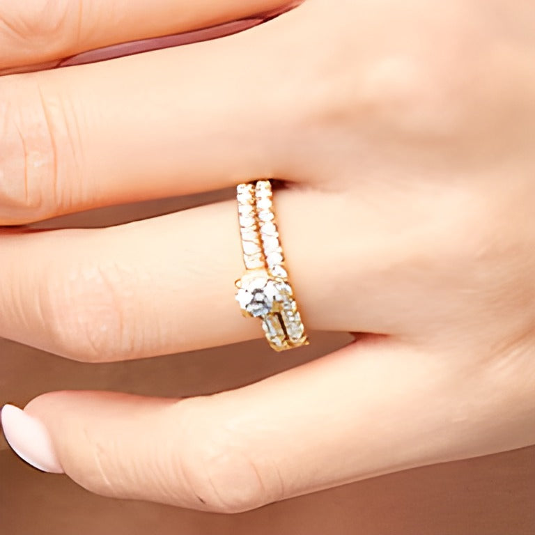 1.0 CT. TW Diamond Hidden Frame Bridal Set in 14K Gold (I/I2)