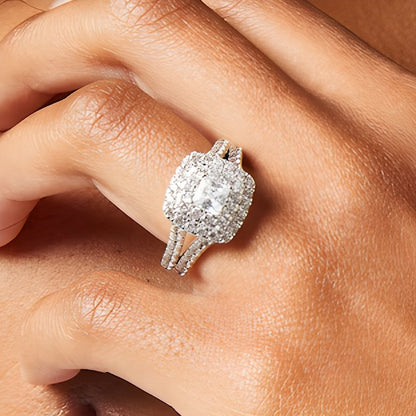 2.0 CT. TW Princess-Cut Lab-Grown Diamond Double Frame Engagement Ring in 14K White Gold (F/VS2)