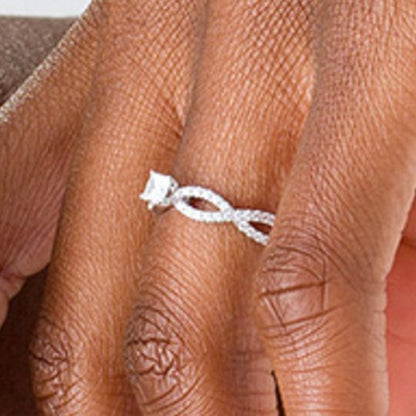 0.5 CT. TW Princess-Cut Diamond Infinity Twist Shank Engagement Ring in 10K White Gold