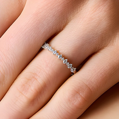 0.2 CT. TW Diamond Alternating Stackable Anniversary Band in 14K White Gold
