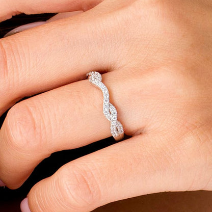 0.33 CT. TW Diamond Twist Contour Band in 14K White Gold