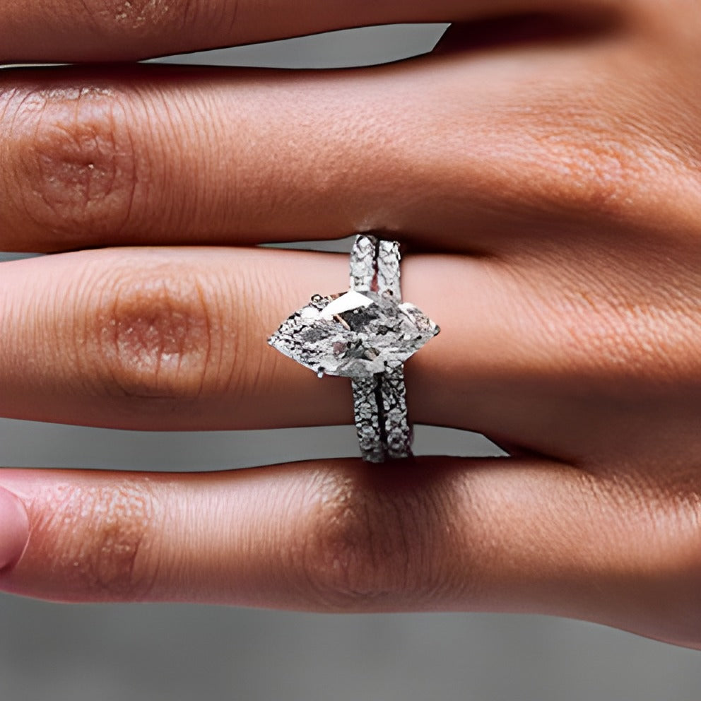 4.33 CT. TW Lab-Grown Diamond Marquise-Cut Bridal Set in 14K White Gold (F/VS2)