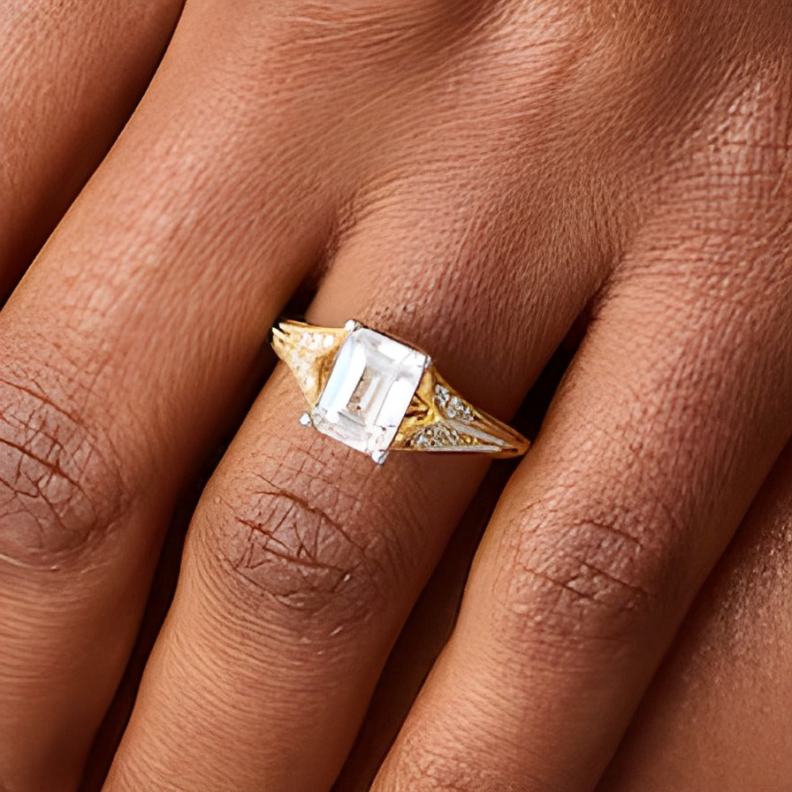 2.17 CT. TW Emerald-Cut Lab-Grown Diamond Split Shank Vintage-Style Engagement Ring in 14K Gold (F/VS2)