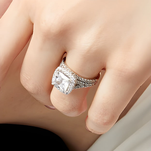5.25 CT. TW Princess-Cut Lab-Grown Diamond Framed Split Shank Bridal Set in 14K White Gold (I/SI2)