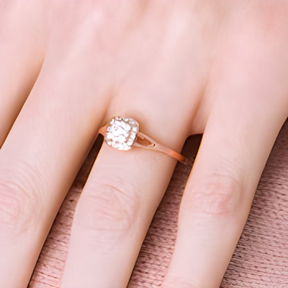 0.2 CT. TW Cushion-Shaped Multi-Diamond Frame Split Shank Promise Ring in 10K Rose Gold