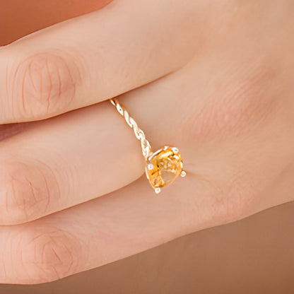 8.0mm Citrine Solitaire Rope Shank Ring in 10K Gold