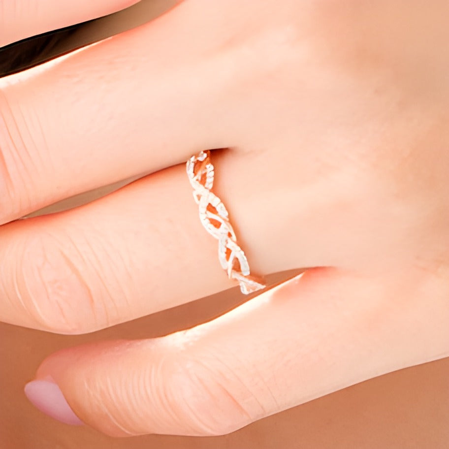 0.17 CT. TW Diamond Twist Anniversary Band in 10K Rose Gold