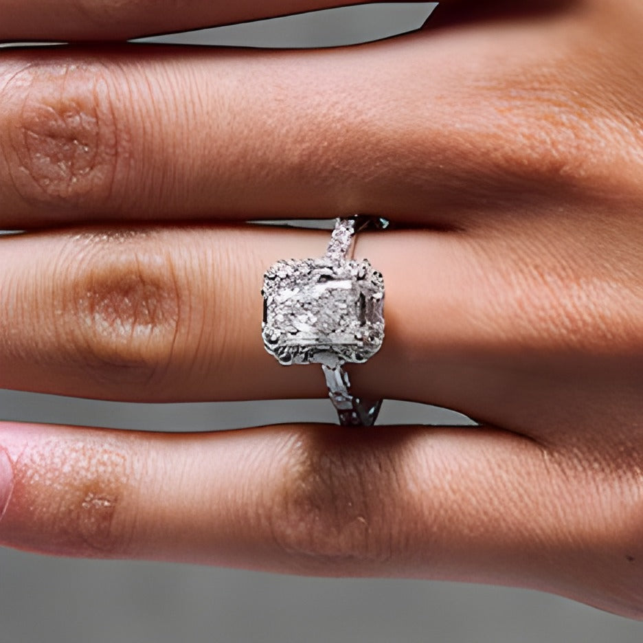 2.63 CT. TW Radiant-Cut Lab-Grown Diamond Frame Engagement Ring in 14K White Gold (F/VS2)