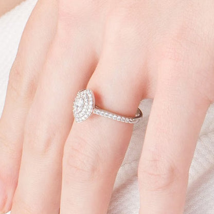 0.5 CT. TW Marquise Diamond Double Frame Engagement Ring in 10K White Gold