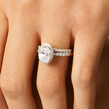 2.88 CT. TW Oval Lab-Grown Diamond Frame Bridal Set in 14K Gold (I/SI2)