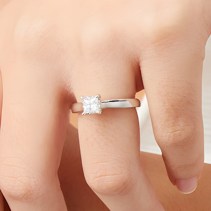 1.0 CT. TW Princess-Cut Diamond Edge Engagement Ring in 14K White Gold (I/I2)