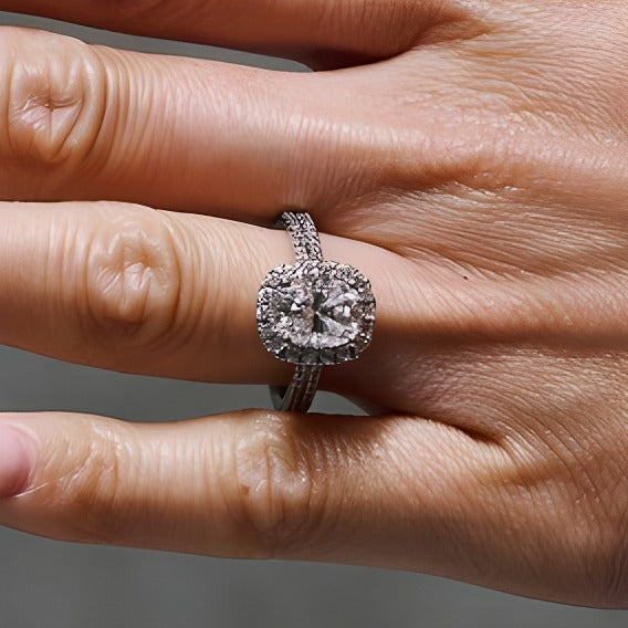2.63 CT. TW Elongated Cushion-Cut Lab-Grown Diamond Frame Ring in 14K White Gold (F/VS2)