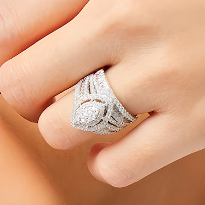 1.75 CT. TW Marquise Multi-Diamond Vintage-Style Bridal Set in 10K White Gold