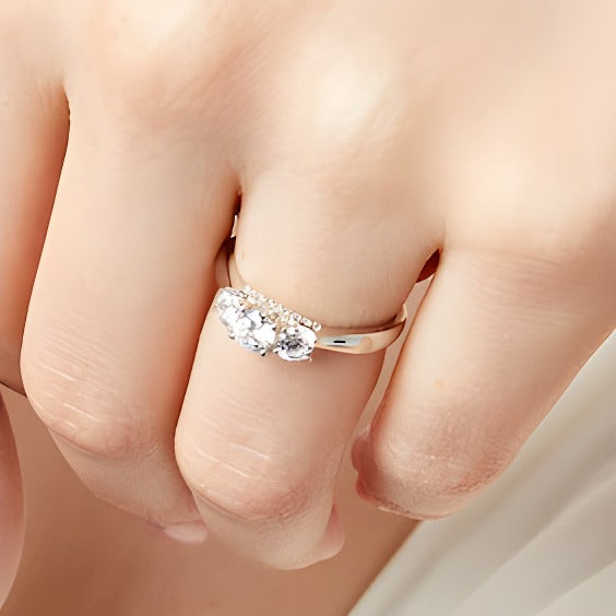 1.0 CT. TW Diamond Past Present FutureÂ® Engagement Ring in 14K White Gold