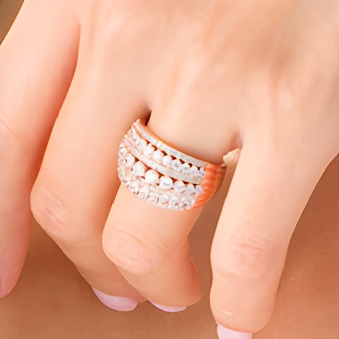 2.0 CT. TW Diamond Multi-Row Domed Ring in 10K Rose Gold